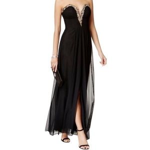 Beautiful black strapless embellished gown